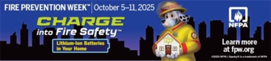 Fire Prevention Week Banner. Learn more at fpw.org. 